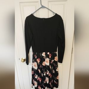 Oxiuly Fashion dress long sleeve with attached floral skirt